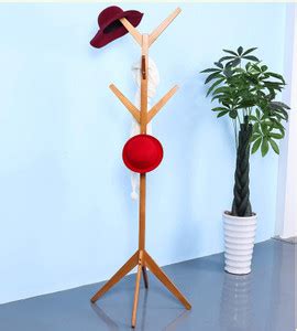 ADA Free Standing Bamboo Tree Shaped Display 8 Hooks Coat Hanger Stand ...