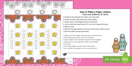 Diwali Paper Lantern Craft Templates English/Portuguese