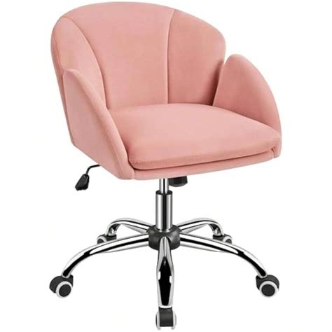 Pink Desk Chair Vanity Chair Comfy Velvet Chair Cute Desk Chair For ...