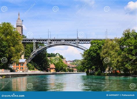 Metal Bridge Across Aare River in Bern, Capital City of Switzerland ...