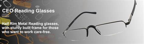 Double Battery- CEO Metal Half Rim Reading Glasses with FIxed Pads ...
