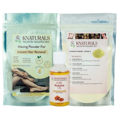 KNATURALS Waxing Powder, 100 and Thanaka Powder, 100 g with Oil for ...