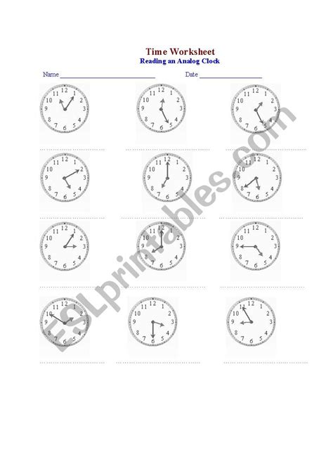 Time Reading Worksheet 的图像结果