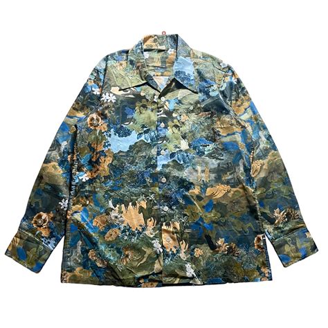 vintage 1970’s collage print polyester shirt “Gauguin” | NOIR ONLINE