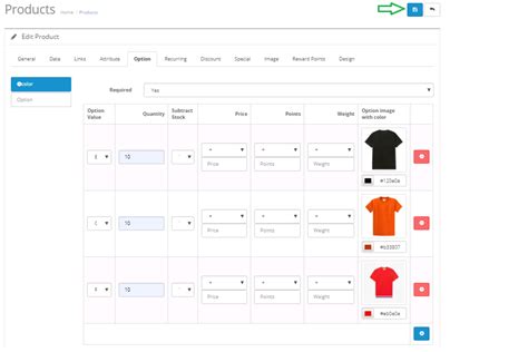 Opencart - Product Option Color Image