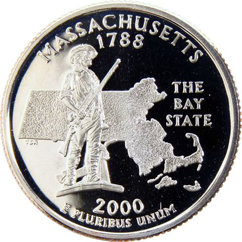 2000 S Massachusetts State Quarter Clad 25c Proof Coin
