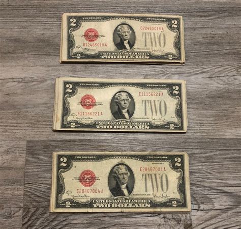 ☆1928 $2 Red Seal Bill Jefferson Dollars ☆Rare Certificate Two Old Note ...