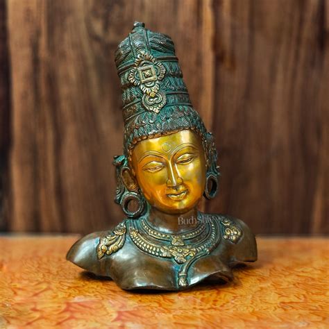 Buy Brass Parvati Bust table accent 12" - Budhshiv.com