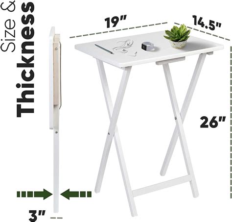 Buy PJ Wood Folding TV Tray & Snack Table Set of 2 - White Online at ...