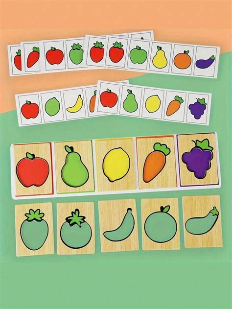 Jeu d'association de fruits et légumes en bois - Jouet éducatif pour ...