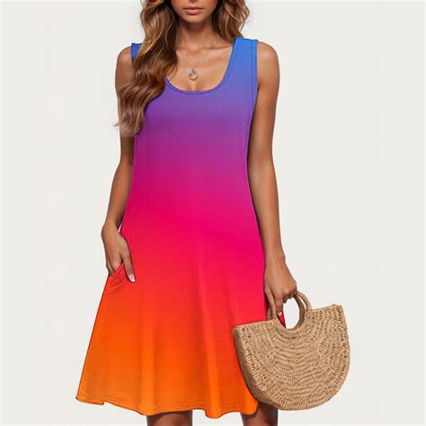 Lorytime Beach Dresses for Women Casual Summer with Pocket Sleeveless ...