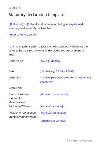 Image result for Statutory declaration Examples