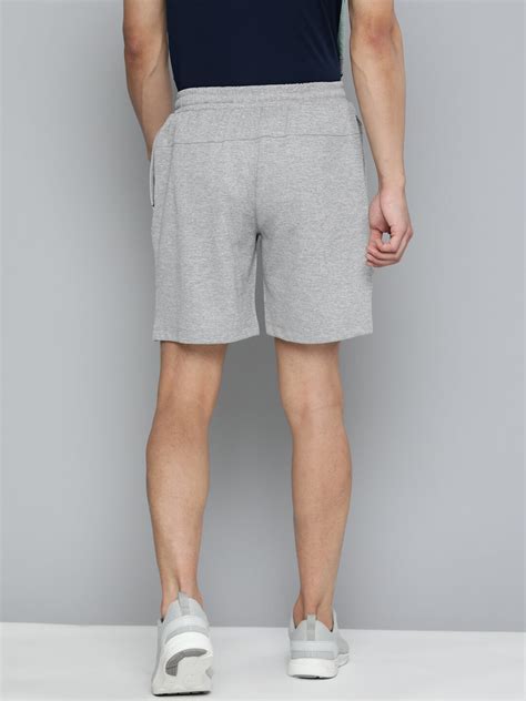 Alcis Men Grey Melange Slim Fit Rapid-Dry Yoga Sports Shorts ...