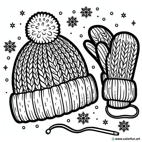 Coloring page of a hat and gloves Download or Print for free