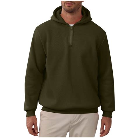 Atogsazn Mens 1/4 Zip Hoodie Casual Long Sleeve Sweatshirt Pullover ...