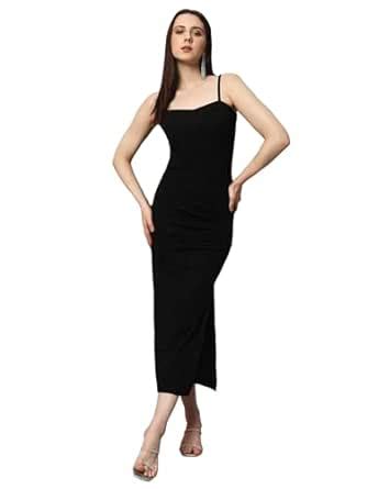 Buy Vaararo Ruched Party Dress for Women Bodycon | Shiny Lurex Fabric ...