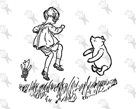 Retro drawing Winnie The Pooh and Piglet, Robin, Instant Download image ...