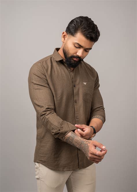 Men’s Coffee Brown Regular Fit Shirt – Valron