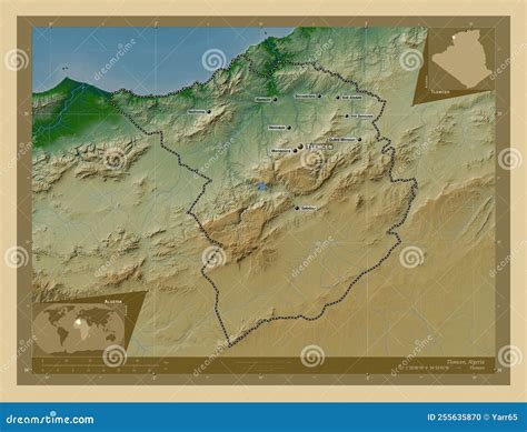 Tlemcen, Algeria. Physical. Labelled Points of Cities Stock Illustration - Illustration of ...