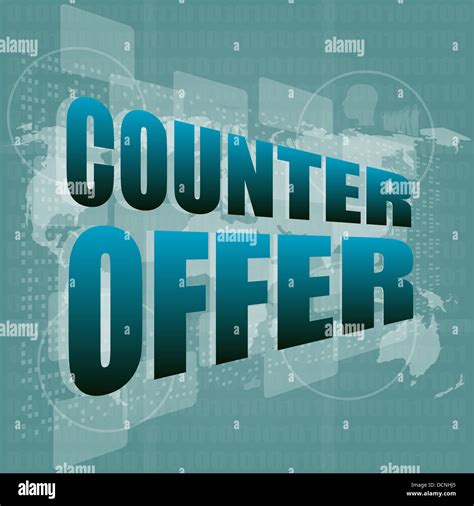 counter offer words on digital screen background with world map Stock ...
