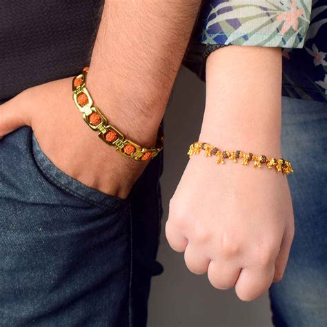 Shop Online Gold Plated Rudraksha Bracelet Combo | Satvikstore.in ...