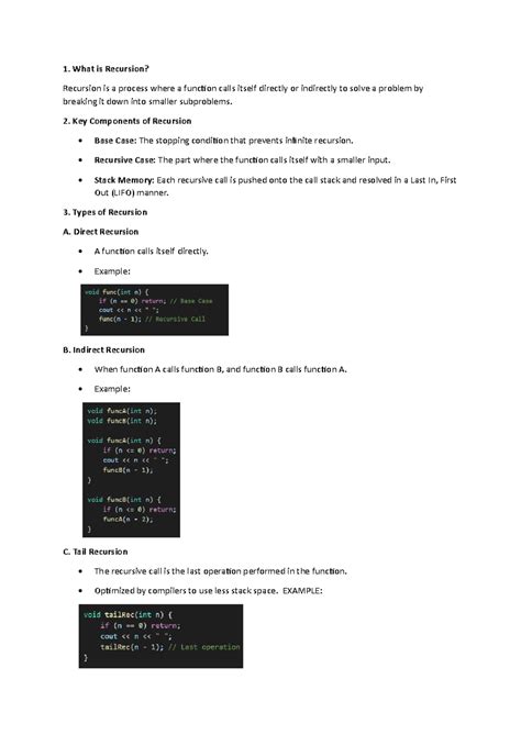 CS101: Recursion Concepts and Key Components Explained - Studocu