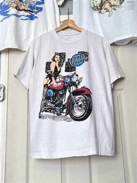 Vintage Rolling Thunder Pin Up Girl Biker Vintage 80s Tee Shirt | Grailed