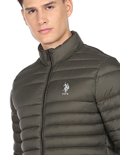 Buy U.S. POLO ASSN. Men Olive Solid High Neck Quilted Jacket at Amazon.in