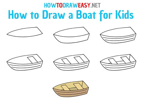 How to Draw a Boat Step by Step | Art drawings for kids, Drawing for ...