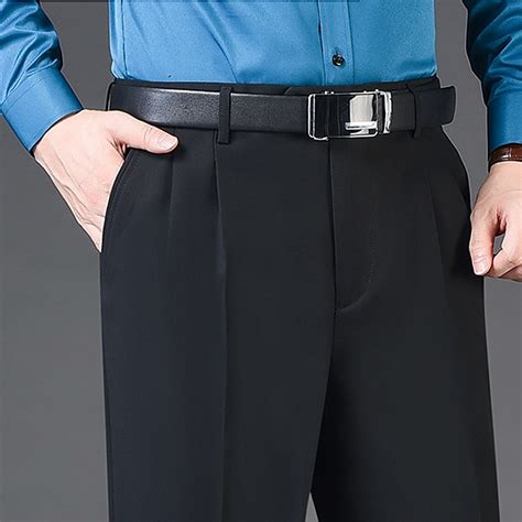 Men's Trousers Dress Pants Slacks Pleated Pants Pocket Pleats Straight ...