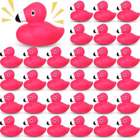 Amazon.com : Sotiff 24 Pcs Flamingo Rubber Duck Bulk Pink Duck Bath Toys for Shower Birthday ...