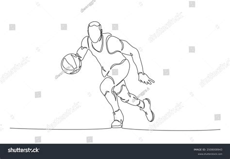 Continuous Line Drawing Basketball Player Action Stock Vector (Royalty ...