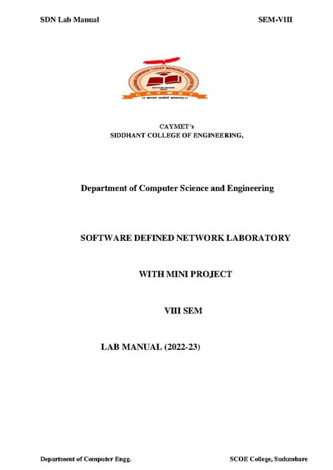 SDN Lab Manual 2019 Pat. 23-24 - CAYMET’s SIDDHANT COLLEGE OF ...