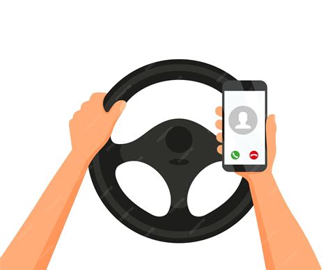 Premium Vector | Using mobile phone while driving vector illustration