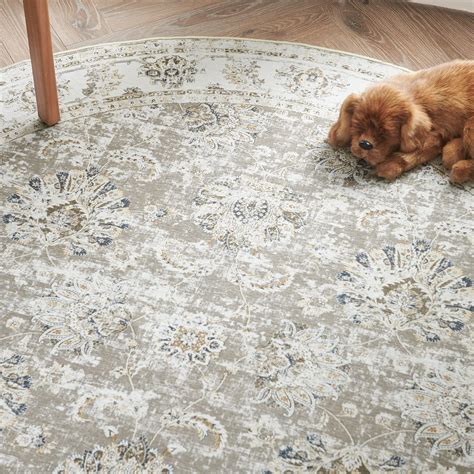 jinchan Round Rug 8ft Area Rug Taupe Vintage Floor Mat Kitchen Indoor ...