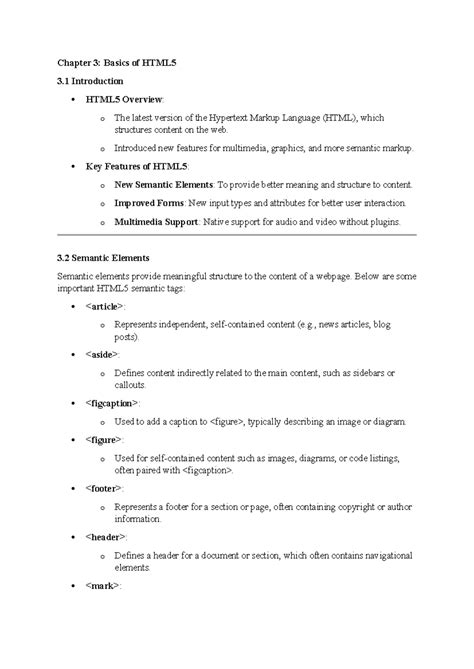 ADWT Chapter 3,4 & 5 Notes - Chapter 3: Basics of HTML 3 Introduction ...