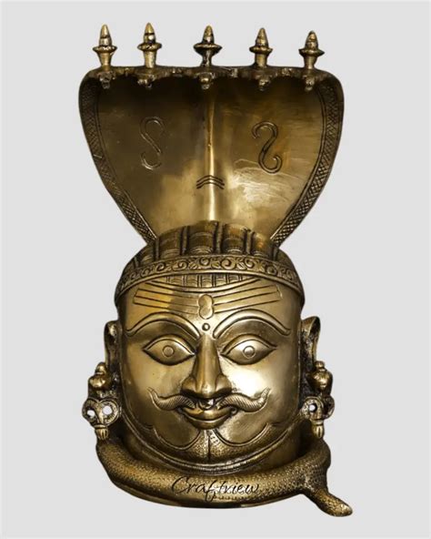 9.5" Brass Shiva Mukhlingam With Nagabharanam Table Decor – Craftview