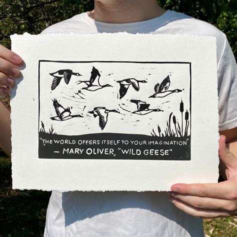 Mary Oliver "wild Geese" Inspired Limited Edition Linocut Print ...