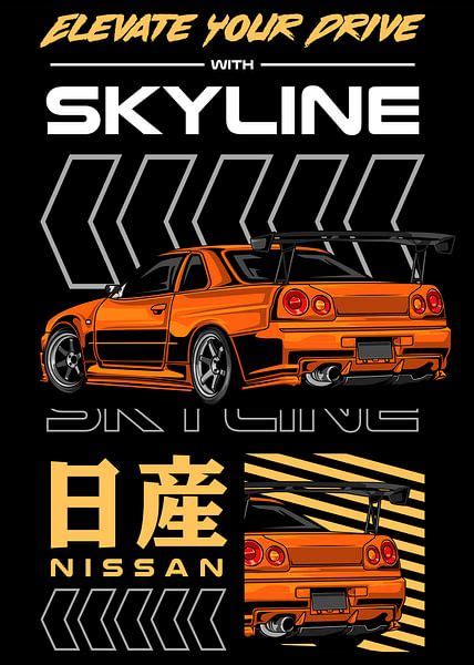 Nissan Skyline GTR R34 JDM Car by Adam Khabibi on canvas, poster ...