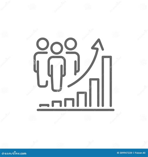 Grey Population Growth Line Art Icon, Increase Social Development, Global Demography, People ...