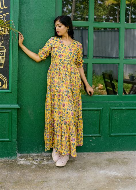 Tusok Women Cotton Floral Printed Gown