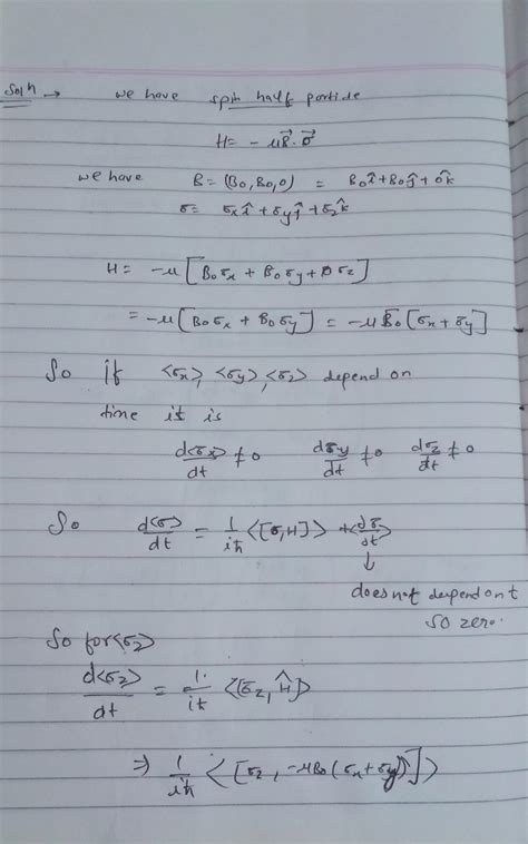 32. the hamiltonian of a spin particle in a magnetic field b is given ...