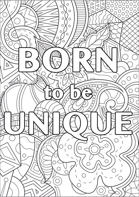 Born to be unique - Positive and inspiring quotes Coloring Pages