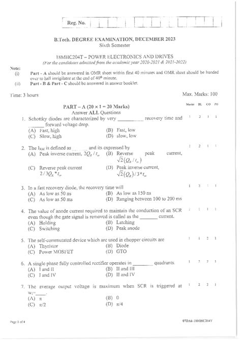 18MHC204T - Question papers - Power Electronics and Drives - Studocu