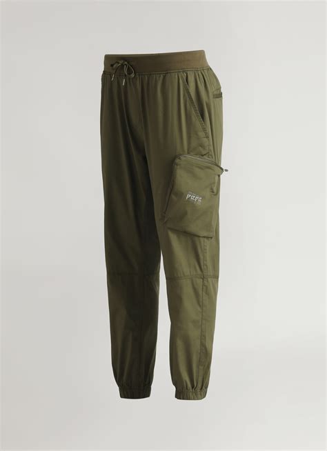 Olive Solid Patch Pockets Joggers | Pepe Jeans India