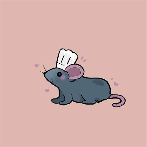 a mouse with a chef's hat on top of its head, standing in front of a ...