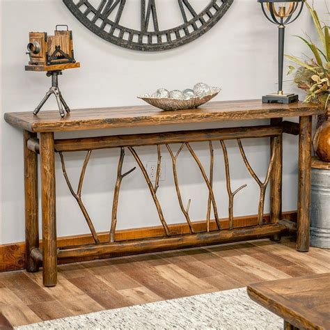 Cedar Sofa Table with Unique Twig Base | Sofa table decor, Rustic ...