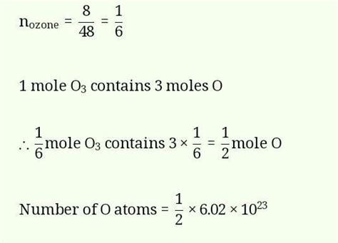 how many atoms of oxygen are present in 8g of ozone - Brainly.in