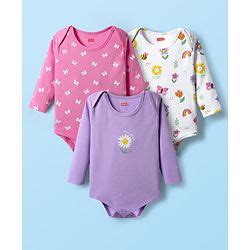 Babyhug 100% Cotton Interlock Knit Full Sleeves Onesies With Butterfly ...