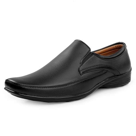 Buy Kraasa Men Synthetic Leather Office Black Formal Shoes Slip On for ...